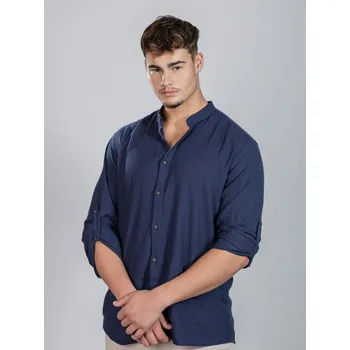 Pánská košile Tmavě modrá pánská košile K01 se stojáčkem, VELIKOST 3XL