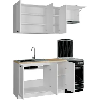 Kuchyňská linka Kuchyně Luis 180, Osvětlení: osvětlení LED - bílé, Barva: bíla / bíla + dub artisan MIRJAN 5903211462122