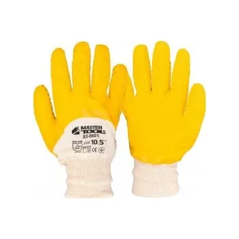 Pracovní rukavice Rukavice pracovní MASTERTOOL z bavlny s přírodním latexovým povrchem, žlutý, pletená manžeta 10, 5" 83-0601