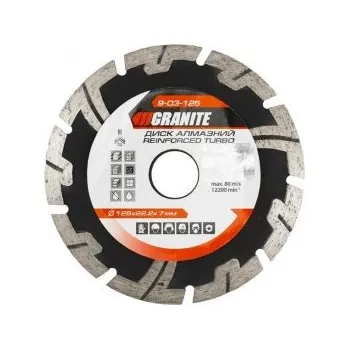 Řezný kotouč Kotouč diamantový GRANITE TURBO REINFORCED 125*2, 2 mm 22-24% 12200 ot./min ot./min 9-03-125