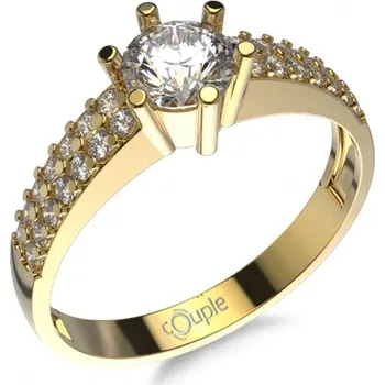 Prsten Couple, Jiskřivý zásnubní prsten Nixia ve žlutém zlatě se zirkony, vel. 50, prům. 15.9 mm, 585-52-1-0516.0Z00.0.50.001