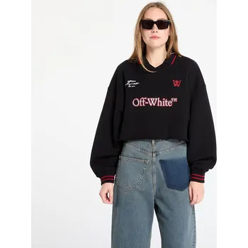 Dámská mikina Mikina Off-White Sporty Crop Polo Sweatshirt Black/ Red Dahlia M