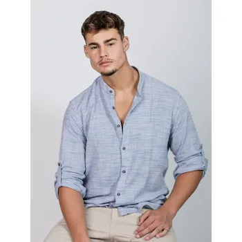 Pánská košile Bavlněná pánská modrá košile K01, VELIKOST 2XL