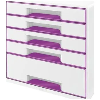 Zásuvkový kontejner LEITZ Zásuvkový box WOW CUBE, 5 zásuvek, bílá/purpurová