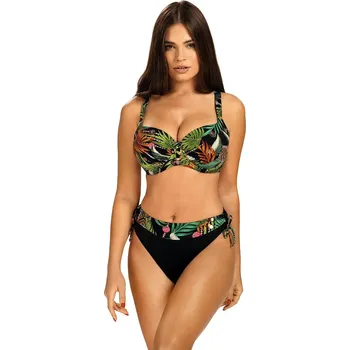 Dámské plavky Dámské dvoudílné plavky Tahiti 5 S995TA5-2 černé s květinovým vzorem - Self 44G