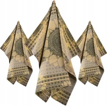 Utěrka Kuchyňská sada ZWOLTEX Slunečnice, utěrka 3x hadřík , béžová, 50x70