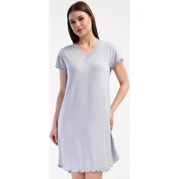 Dámská noční košile Dámská noční košile s krátkým rukávem Vienetta Secret Winter světle šedá 3XL