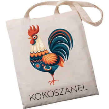 BAVLNĚNÁ TAŠKA KOKOSZANEL NÁKUPNÍ PLÁTĚNÁ TAŠKA BÉŽOVÁ KOHOUT A4