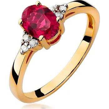 Prsten Rubínový prsten s diamanty BSBR037R + dárkové balení LUXUS zdarma