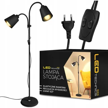 Stojací lampa Stojací lampa LEDTechnics černá 2x E27 20 W nastavitelná 170 cm