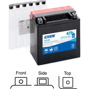 Autobaterie EXIDE AGM suchá, přednabitá 12V 14Ah 215A 150x87x161 LEVÁ