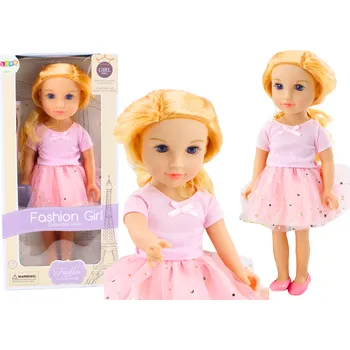Panenka Panenka v růžových šatech s tylovou sukní a blond vlasy 44 cm