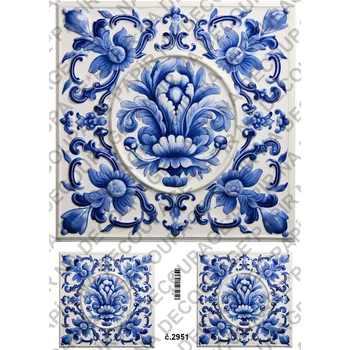 Umělecký papír Rýžový a soft papír na decoupage - Dlaždice - KB2951 Materiál: Soft, Rozměr: A4