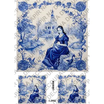 Umělecký papír Rýžový a soft papír na decoupage - Dlaždice - KB2952 Materiál: Soft, Rozměr: A4