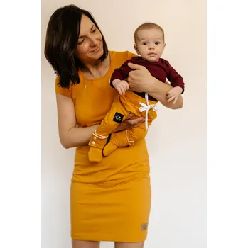 Těhotenské šaty Kulišárny Šaty/tunika dámská MUSTARD kojicí/těhotenské VELIKOST: 40