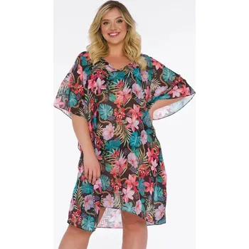 Dámské plavky Dámské pareo 15 D83T- 43 černé skvěty - Self UNI