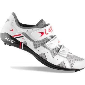 Pánské cyklistické tretry Pánské silniční karbonové tretry LAKE CX300 SPEED PLY white/red Podkarta: 40