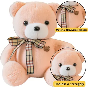 plyšák Plyšový medvídek s mašličkou – krémový 23cm | hračka