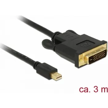 Video kabel Delock - Kabel adaptéru - jeden spoj - Mini DisplayPort (M) do DVI-D (M) - DisplayPort 1.1 - 3 m - pasivní, křídlové šrouby - černá