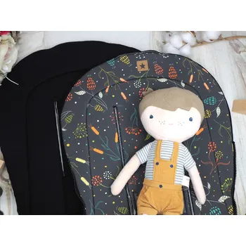 Podložka do kočárku prodloužená (Fairy Garden, černý bambus)