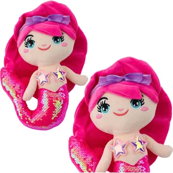 plyšák Plyšová mořská panna, intenzivní růžová s flitrovou ocasem, 28 cm