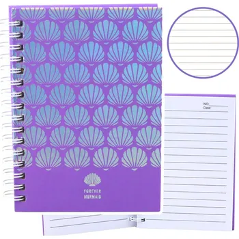 Zápisník Linkovaný zápisník A6 – holografické mušle 80 listů | fialový