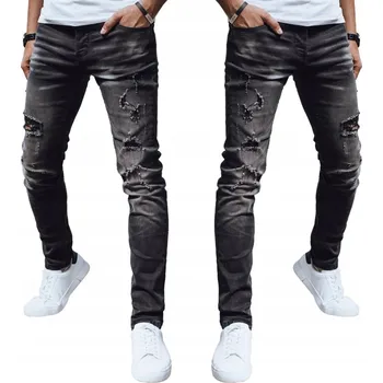 Pánské džíny PÁNSKÉ DŽÍNY S DÍRAMI A ODĚRKAMI ČERNÉ ux4247 - 31