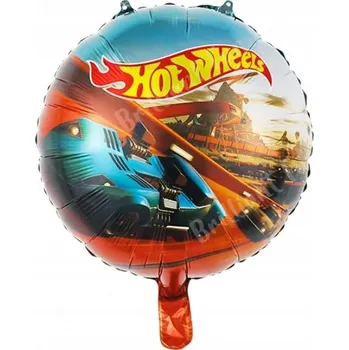 Balónek Foliový balónek kulatý Hot Wheels Závodní auta oboustranný 45 cm na narozeniny