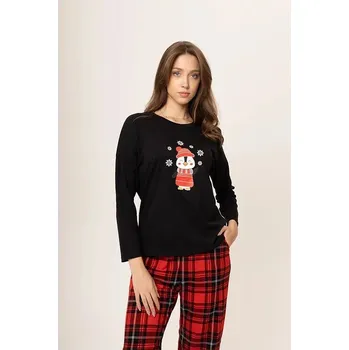 Pánské pyžamo Dámské pyžamo 165/040 černá s tučňákem - Karol 3XL