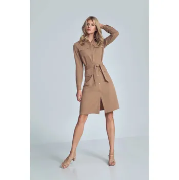 Dámské oblečení Dámské šaty M706 hnědé - Figl XL