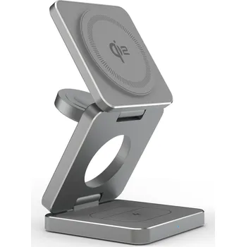 3v1 skládací plastová bezdrátová nabíječka iw 30 PRO Qi2 Barva: Šedá