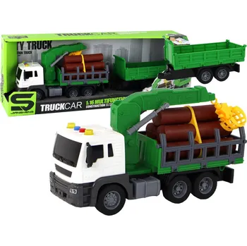 autíčko Nákladní auto s jeřábem – třecí pohon se zvuky | zelené