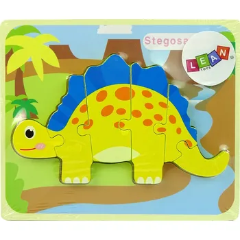 Puzzle Dřevěné puzzle dinosaurus Stegosaurus Oviraptor žluté