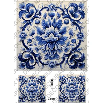 Umělecký papír Rýžový a soft papír na decoupage - Dlaždice - KB2953 Materiál: Soft, Rozměr: A4