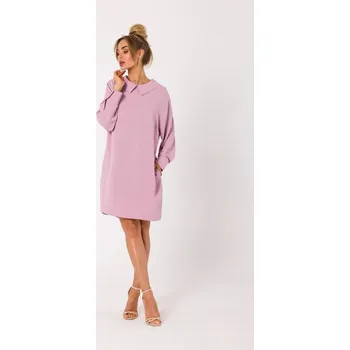 Dámské šaty Dámské košilové šaty M740 Pudr růžová - MOE pudrovo-růžová M