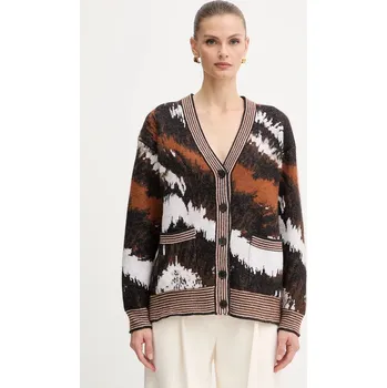 Dámský svetr Kardigan s příměsí vlny z alpaky Missoni hnědá barva, DS25WM0X.BK01C2 88X, vel. S