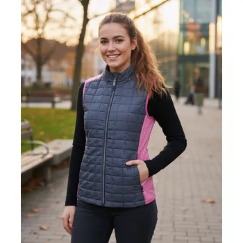 JAMES & NICHOLSON Vesta MARLY LADY bez kapuce, různé barvy Velikost S pink-melange/anthracite-melange