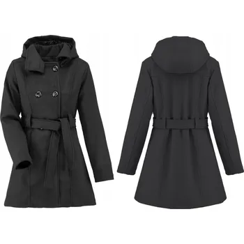 Dámský kabát Soprato dámský kabát černý klasický s kapucí dámský kabát s páskem přechodný italský velikost XL