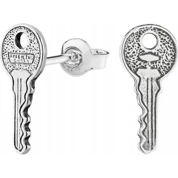 Náušnice Klíčenka klíč oxidované stříbrné náušnice 13mm