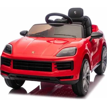 Dětské elektrovozidlo Elektrické autíčko Beneo Porsche Cayenne 12V s pohonem zadních kol a licencí (Jednomístné), červené, Lithiová baterie, široké sedátko, Odpružené nápravy, 2,4 GHz Dálkový ovladač, MP3 přehrávač se vstupem USB/AUX, LED světla