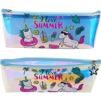 Penál Školní penál holografický – s jednorožci a letním motivem