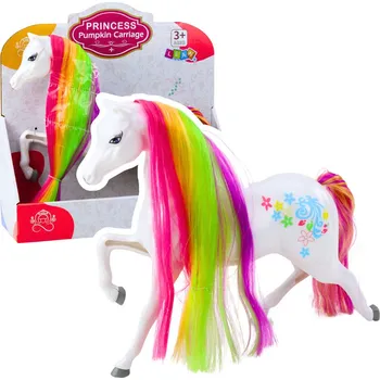 Figurka Figurka koně s duhovou hřívou – barevné ozdoby | bílá