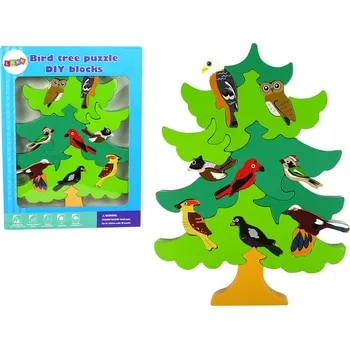 Puzzle Dřevěné puzzle strom s ptáky 3D skládačka 1 dílek