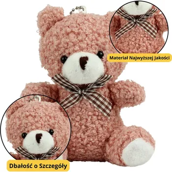 plyšák Plyšový medvídek přívěsek – s mašličkou 8cm | růžový