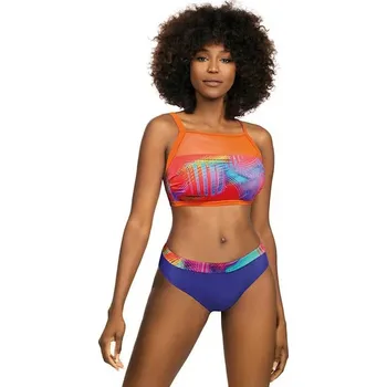Dámské plavky Dámské dvoudílné plavky S47N-33 Active Sport oranžová-tmavě modrá - Self oranžová, modrá, vzorované XL