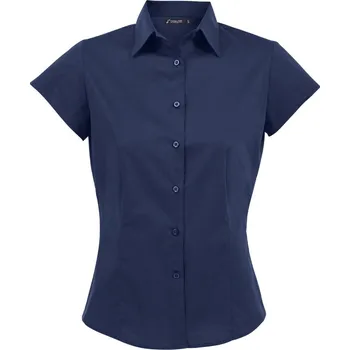 Pánská košile SOL's Collection Halenka Excess, krátký rukáv, elastická COT257020e1003-dark blue L Modrá tmavá