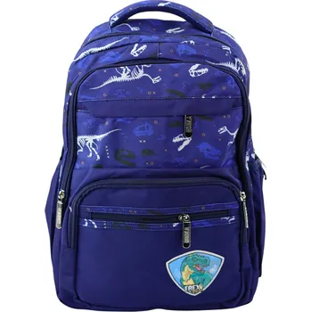 Školní batoh Školní batoh s dinosaury T-Rex – modrý 20L s hrudním pásem