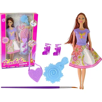 Panenka Panenka s dlouhými vlasy k malování šatů s příslušenstvím