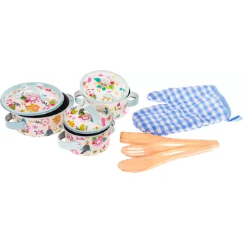 Dětská kuchyňka Dětská sada hliníkových hrnců s kuchyňskými doplňky