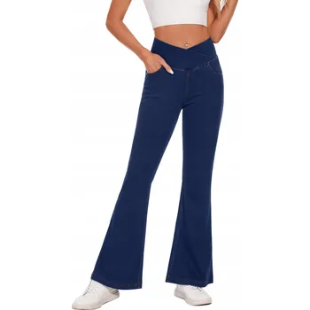 Dámské džíny Desol Dámské džíny zvonového střihu s vysokým pasem, džínové kalhoty, tmavě modré, velikost L